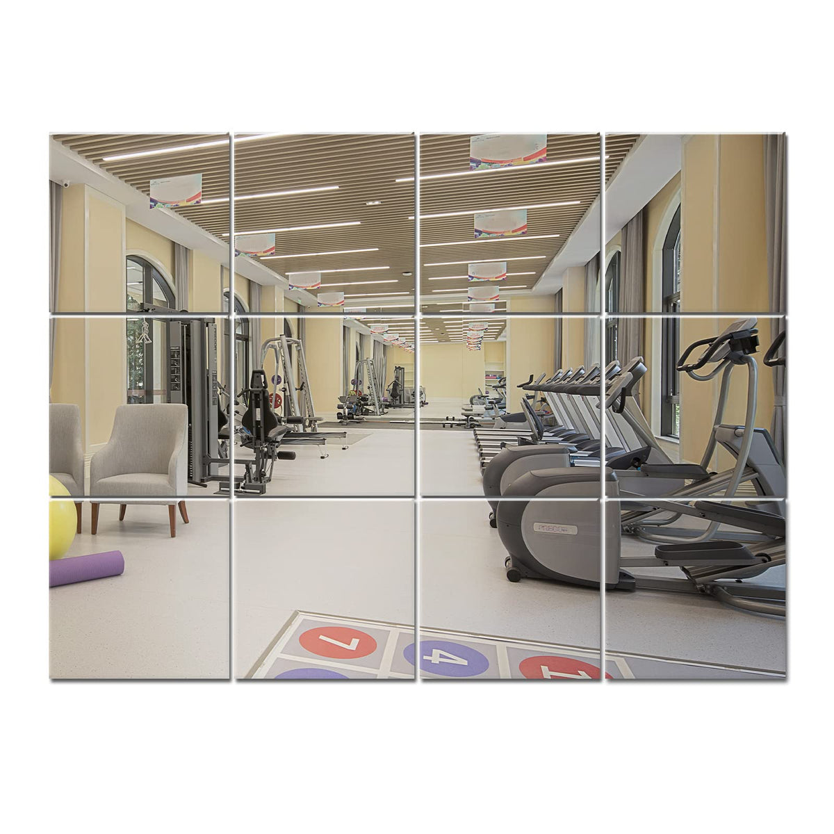 Murrey Home Wall Mirror for Home Gym Mirror, Full Length Mirrors Wall Mounted, Frameless Full Body Mirror Tiles for Wall, Door, Garage, 12" x12PCS