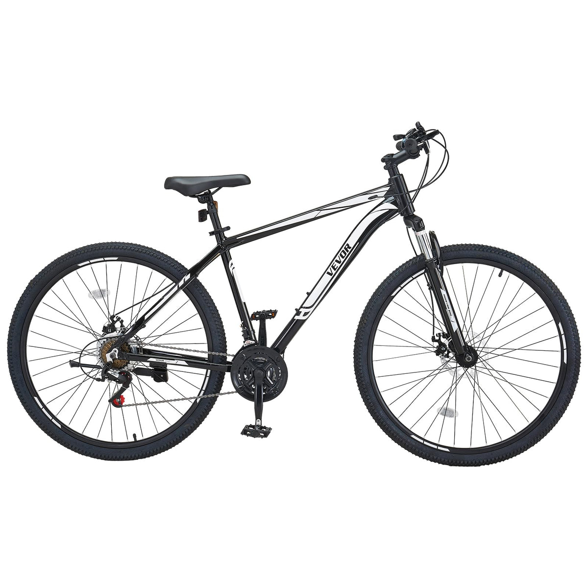 VEVOR Mountain Bike, 29 inch MTB Bicycle with Front Suspension, 21 Speeds Shimano Twist Shifting, Dual Disc Brakes, Aluminum Alloy Frame, for Men/Women