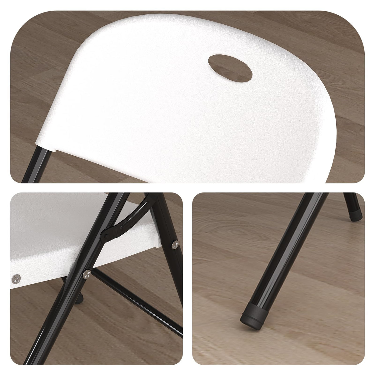 Nazhura 350 Weight Limit Heavy Duty Plastic Folding Chair with Reinfoced Steel Frame for Indoor and Outdoor, Wedding, Party, Restaurant, Meeting Room, Patio and Garden (10, White)