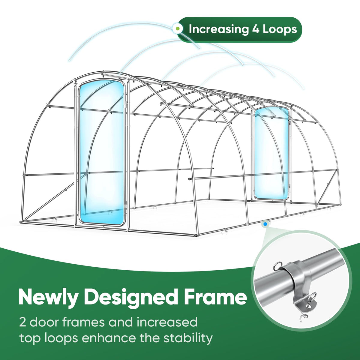 Quictent 20x10x6.6 FT Premium Greenhouse for Outdoors with 2 Door Frames, Reinforced Top Structure & Cover, Large Heavy Duty Walk-in Tunnel Hoop Green House for Garden Backyard Flower Winter, White