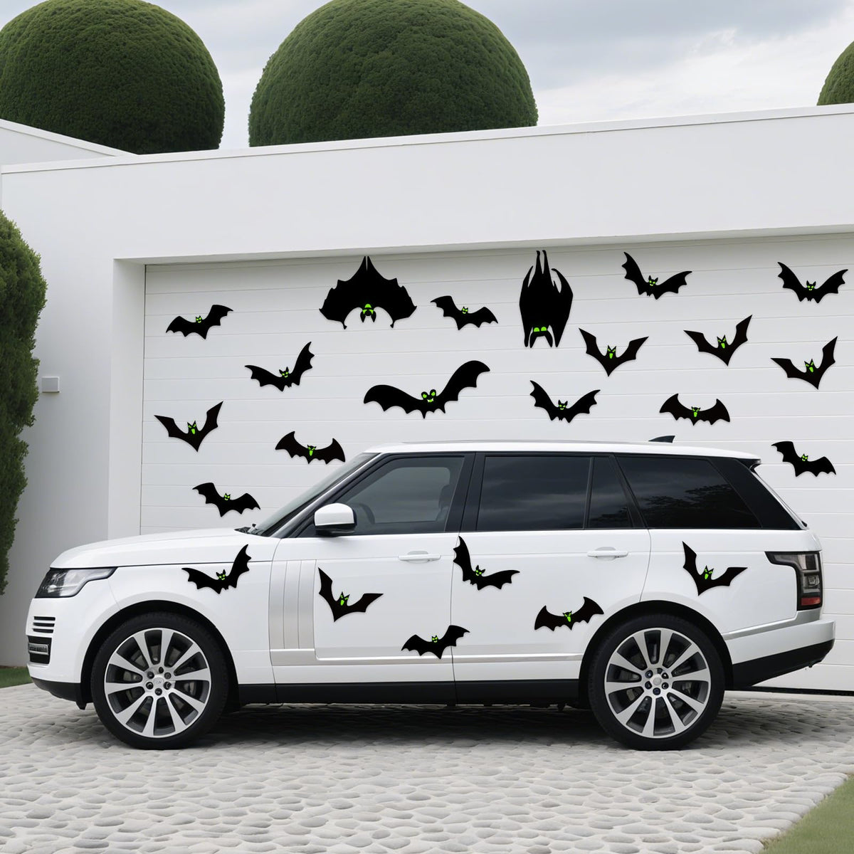 24pcs Halloween Decorations Outdoor Magnetic Bats for Garage Door Decorations with Glowing Eye Stickers Fridge Car Decor