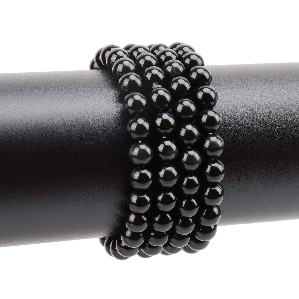 LPBeads 100PCS 8mm Black Onyx Beads Gemstone Round Loose Beads for Jewelry Making with Crystal Stretch Cord