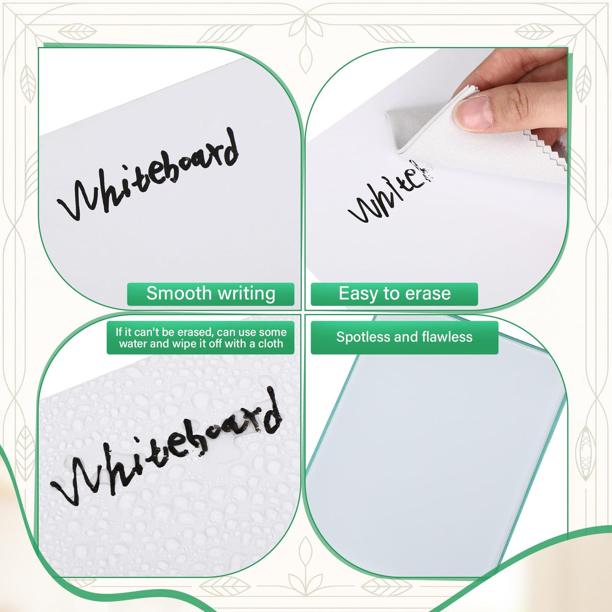 Dunzoom 10 Pcs Small Desktop Glass Whiteboard with Reversable Stand Clear Glass Mini Dry Erase Whiteboard Desktop Easel with 10 Markers for Home Office School, 8 x 6 Inch