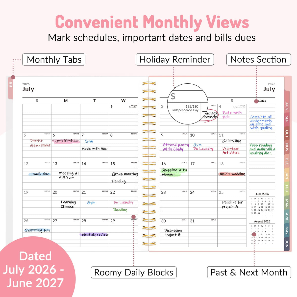 Teacher Planner 2026-2027, Forvencer Academic Planner 2026-2027, Jul 2026 - Jun 2027, 8.5"x11", Weekly & Monthly Planning Book with 7 Periods, School Agenda for Teacher Student, A4, Navy Blue
