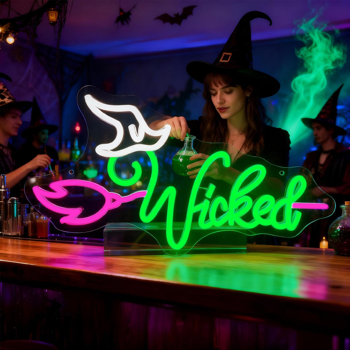 Witch Theme Party Decorations & Gift for Her - LED Neon Light for Bedroom Birthday Art Wall Decortion
