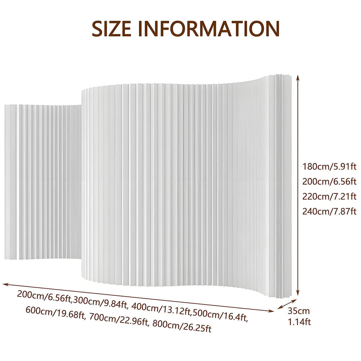 Portable Room Divider Wall, Foldable Room Partition, Adjustable Paper Privacy Screen, Folding Wall Dividers for Room Separation, Decorative Privacy Divider for Home Office Nursery Studio White-7x2m