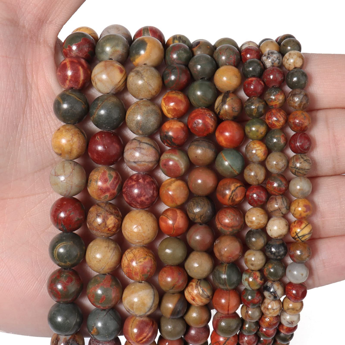 45pcs 8mm Natural Stone Beads Picasso Jasper Beads Energy Crystal Healing Power Gemstone for Jewelry Making, DIY Bracelet Necklace