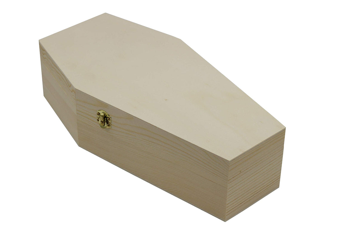 Creative Hobbies Medium 12 Inch Halloween Coffin Box - Fillable Hinged Box for Halloween Décor, Party Favor, Goth, Decoration, Pet Casket