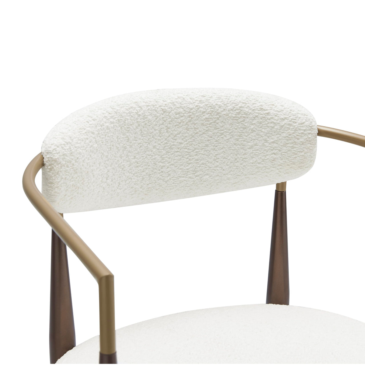 Christopher Knight Home Set of 2 Jetson Modern Curved Open Backrest Fabric Upholstered Dining Chairs, Side Chair for Dining Room/Kitchen, Iron Toothpick Frame, Golden Amrest, White Beige+Gold