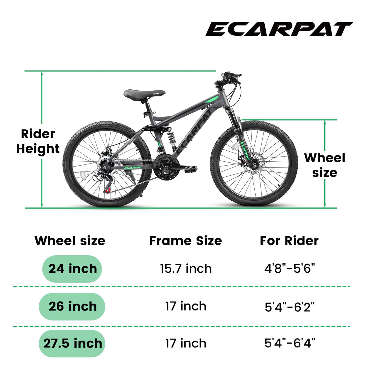 KIAPALNO 27.5 Inch Mountain Bike, Dual Full Suspension 21 Speed Womens Mens Mountain Bikes, Commuter Bike with Carbon Steel Frame and Dual Disc Brakes