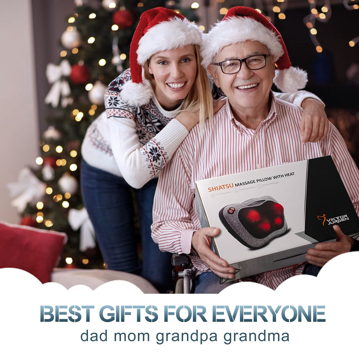 VIKTOR JURGEN Shiatsu Back Massager with Heat – Deep Tissue Massage for Neck, Shoulder, Leg, Upper & Lower Back Pain Relief, Electric Kneading 3D Massage Pillow Gifts for Men Women Dad, Mom, Christmas