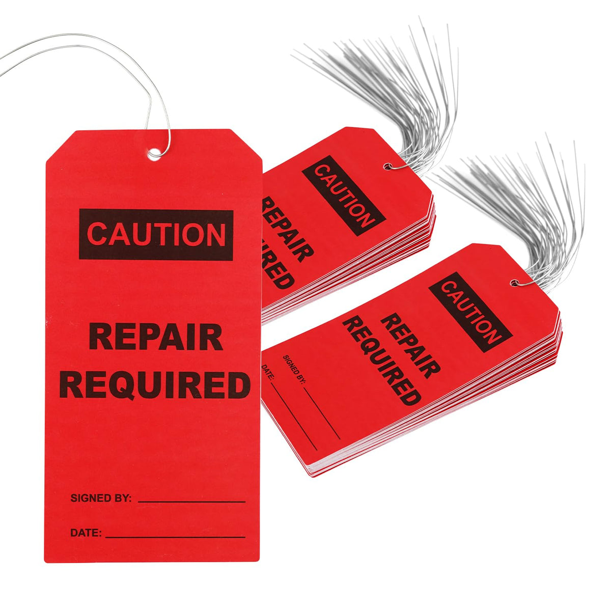 50 pcs Repair Require Tags with Pre-Attach Wire,PVC Plastic Maintenance Required Tags