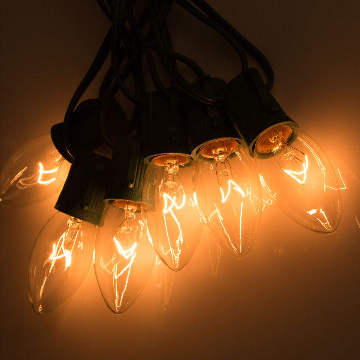 Brightown 50-Pack C7 Christmas Replacement Bulbs, C7 Clear Incandescent Bulbs for Christmas Light Strings, E12 Candelabra Base, 5 Watt, Clear