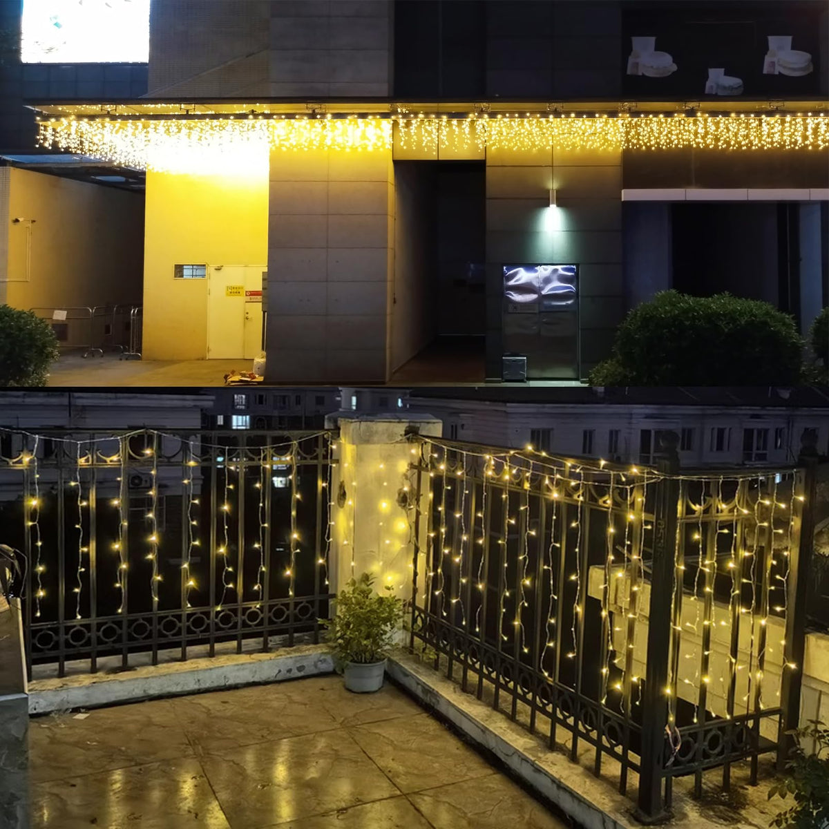 ZIMINGU Icicle Lights Outdoor, 32.8 FT 400 LED 8 Modes Christmas String Fairy Lights with 80 Drops, Twinkle Waterproof Connectable for Roof Balcony Business Park Decor, Warm White, 10M