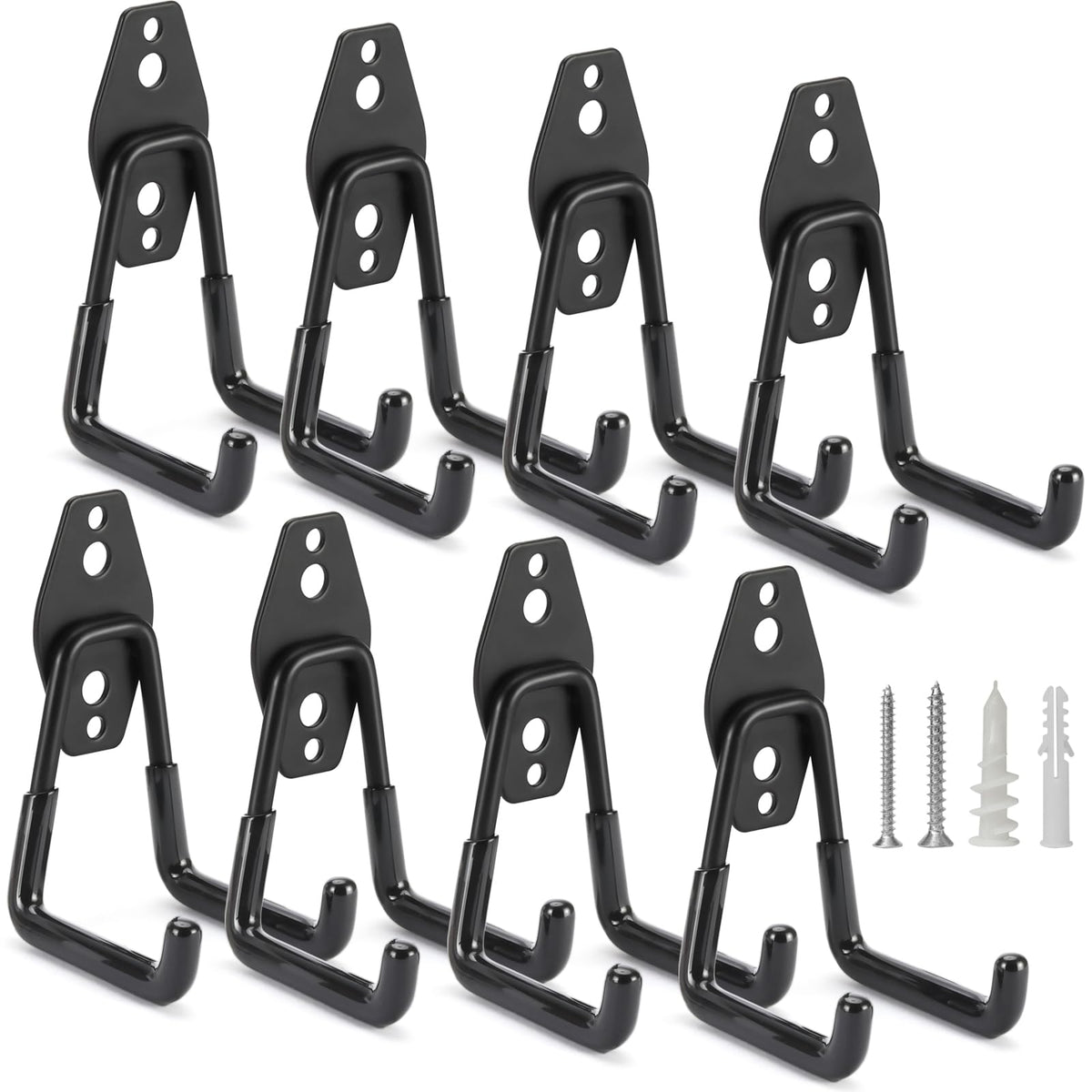 LUPYJI 8 Pack Heavy Duty Garage Hooks Storage Organizer Wall Mount Power and Garden Tool Hangers, for Hanging Ladders, Ropes, Hose, Bulk Items