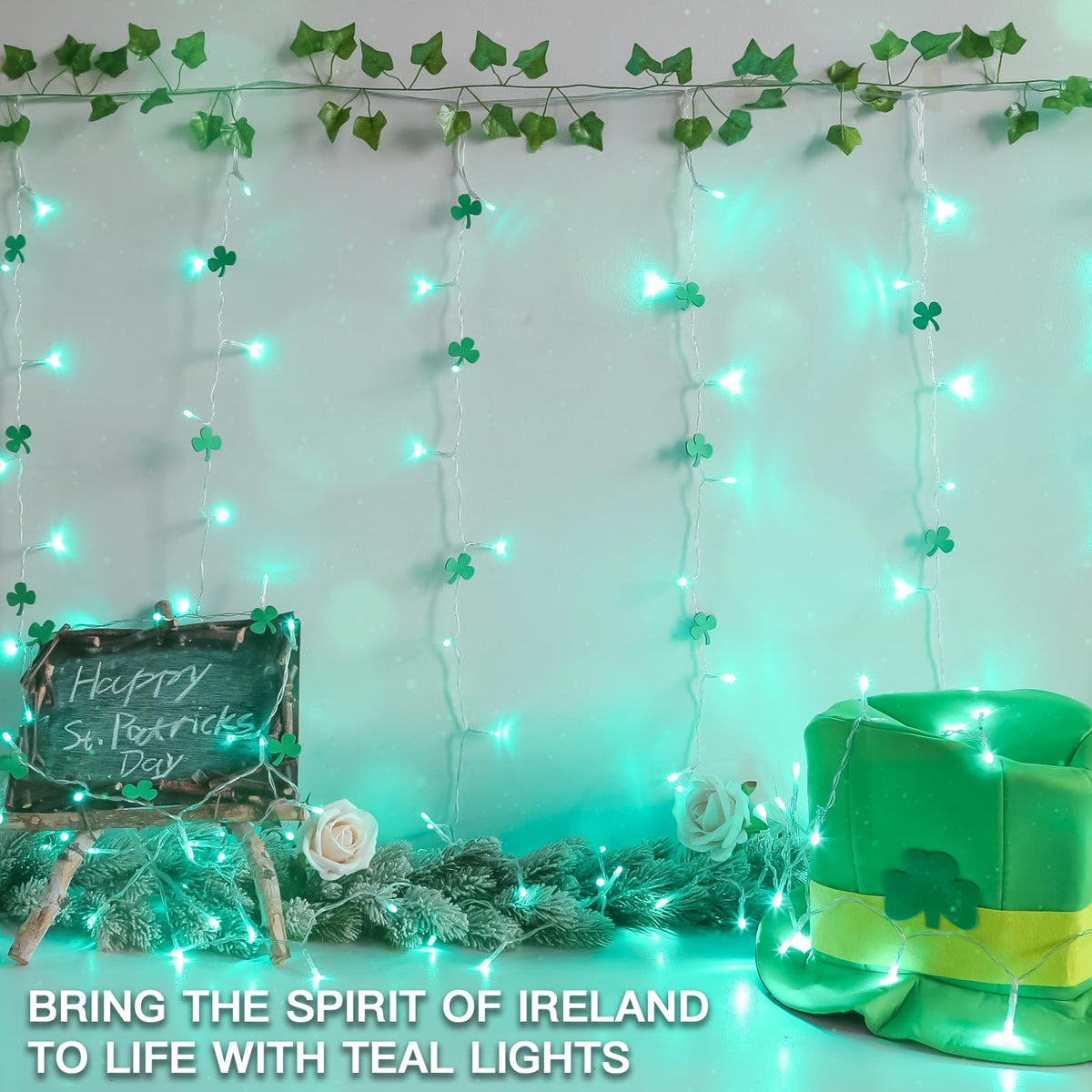 suddus Curtain Lights for Christmas, 200 Led 6.5ft x 6.5ft Hanging String Lights Outdoor, Fairy Curtain Lights for Backdrop, Window, Wall, Party, Garden, Bedroom, Birthday Decorations, Teal