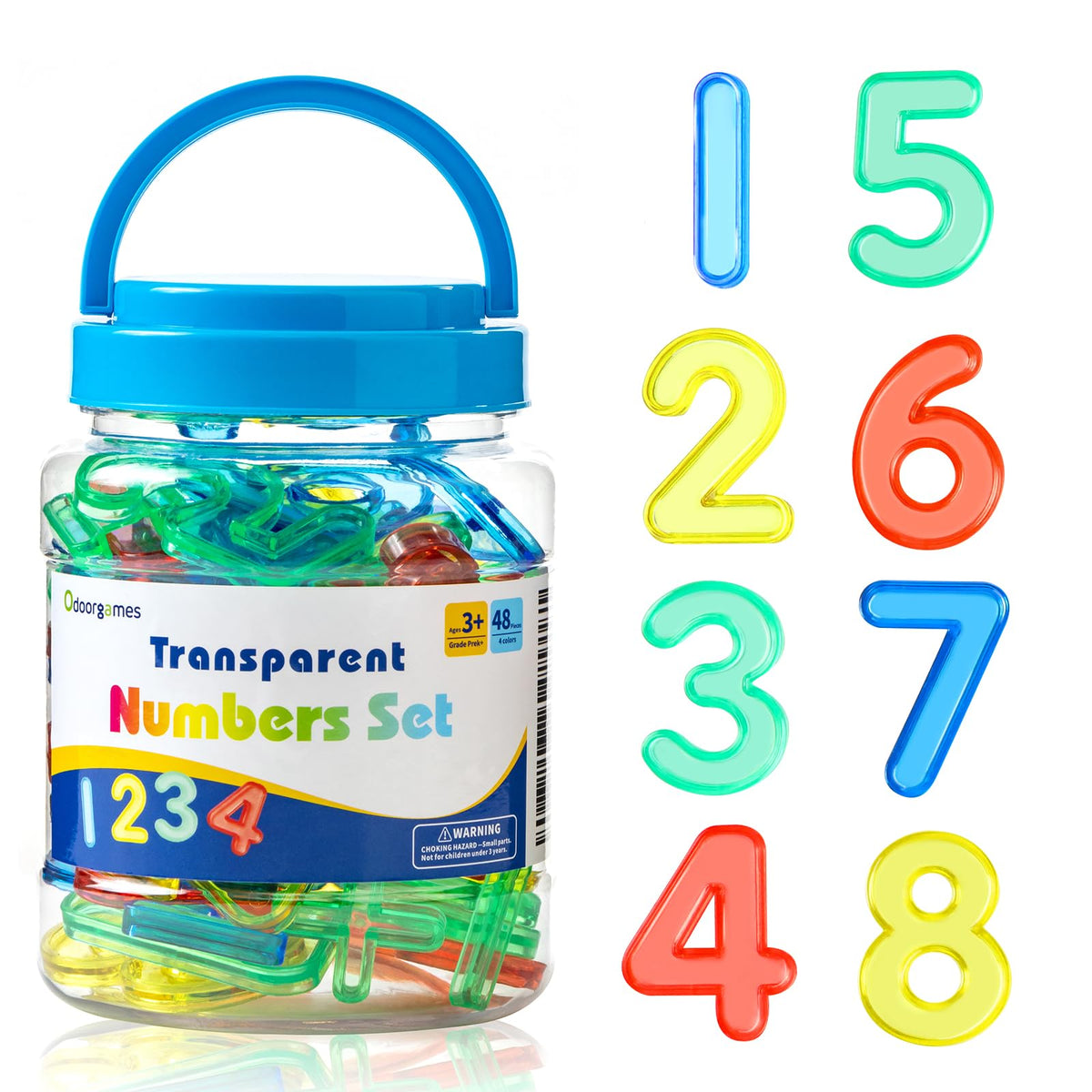 Odoorgames 48 Pcs Translucent Numbers – Light Table Toys, Manipulatives and Accessories for Enhanced Learning & Fun