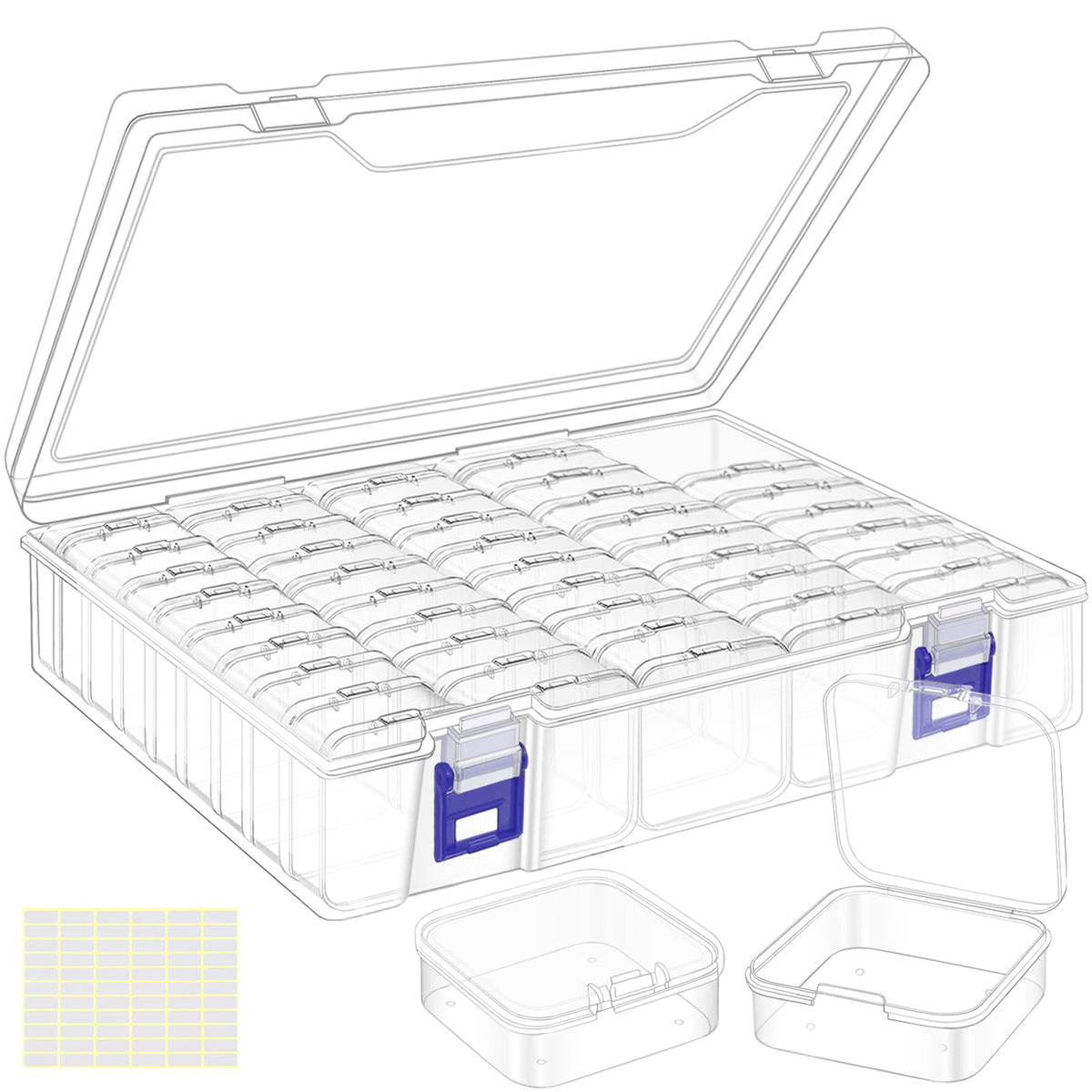 DILIBRA Bead Organizer Box, 46Pcs Small Bead Organizers and Storage Plastic Cases, Mini Clear Storage Containers Boxes with Hinged Lid for Diamond Painting Accessories Seed Jewelry Crafts