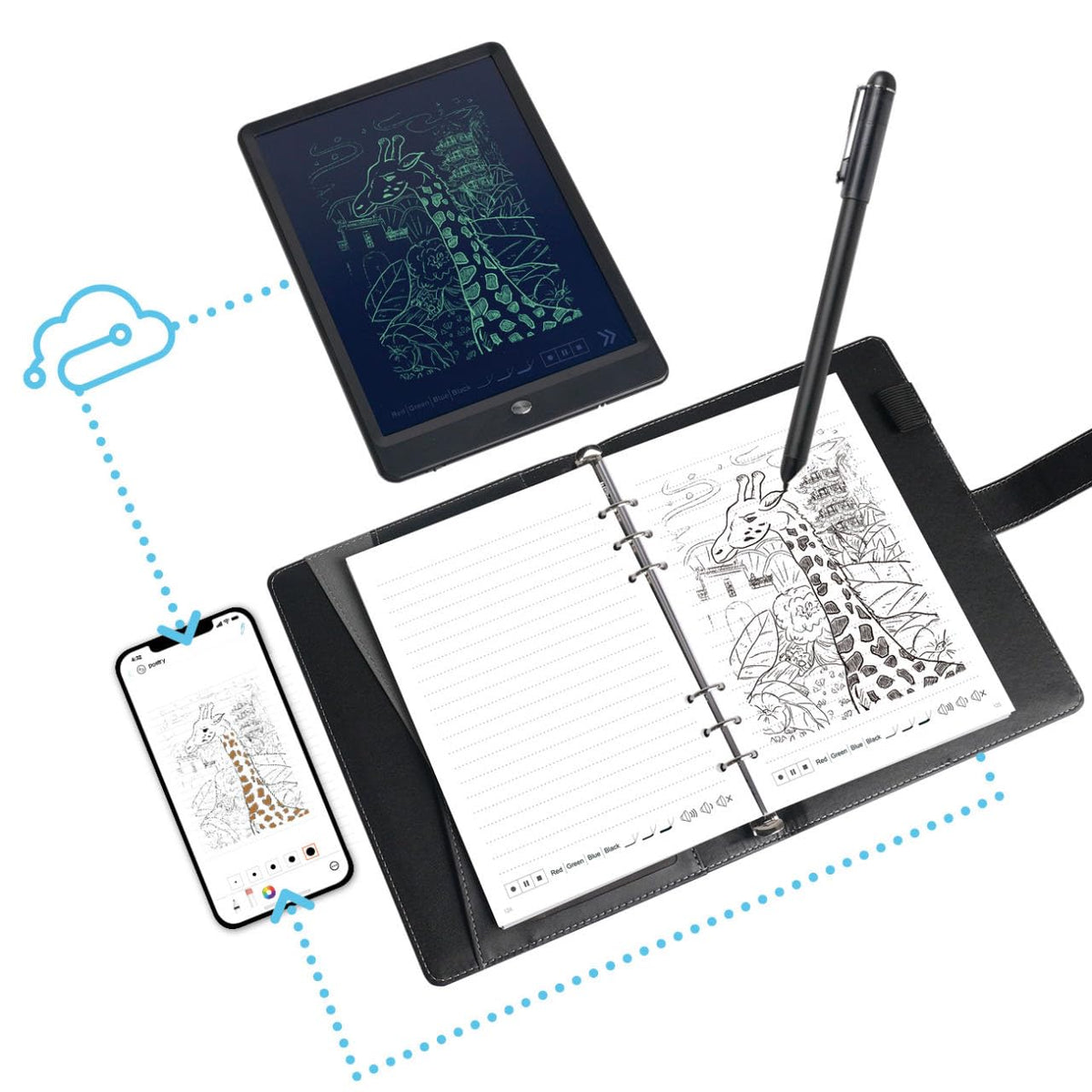 Ophaya Digital Smart Pen Smart Notebook and Board Writing Set for Note Taking | Gifts for Adults Women Men Coworkers Teachers Students Friends | Sync Paper Notes to Phone Instantly | Convert to Text