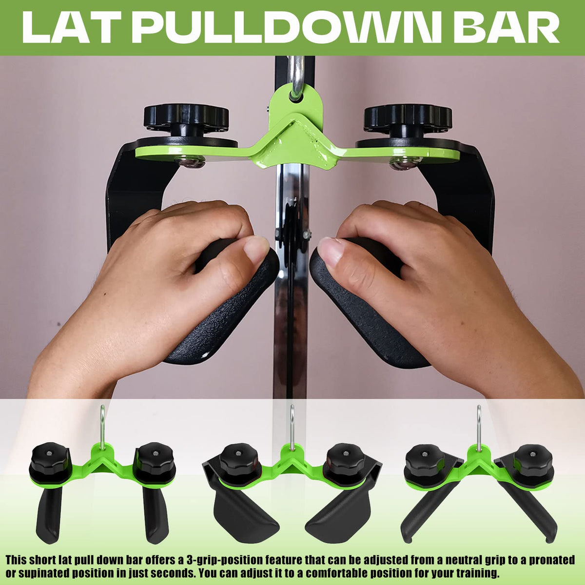 KORIKAHM Adjustable Lat Pull down Bar, Cable Machine Attachments for Gym, Home Gym Fitness T-bar Row Pulldown Attachments, Lat Pull Down Machine Wide Grip Neutral Grip Handle (SP-01)