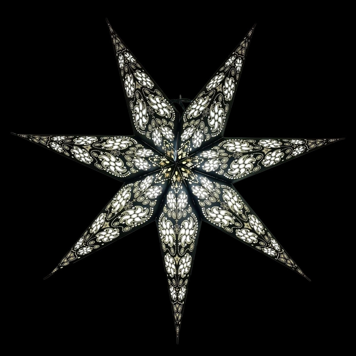 YEPSIO Lantern Lampshade Paper Star Light Shades Large 60cm Hanging Decorations for Christmas Wedding Home Decoration Birthday Party Foldable 7 Pointed Star (Black, White)