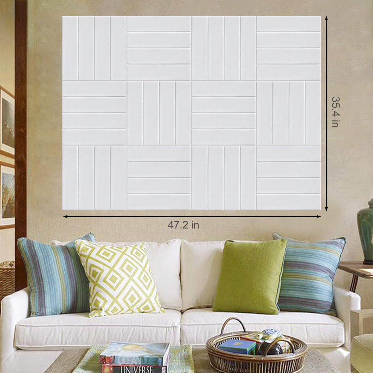 Large Cork Board Alternative 48" X 36" Bulletin Board - 12 Pack Removable Felt Wall Tiles, Cork Wall Tiles Bulletin Board Home Office Essentials - Warm White