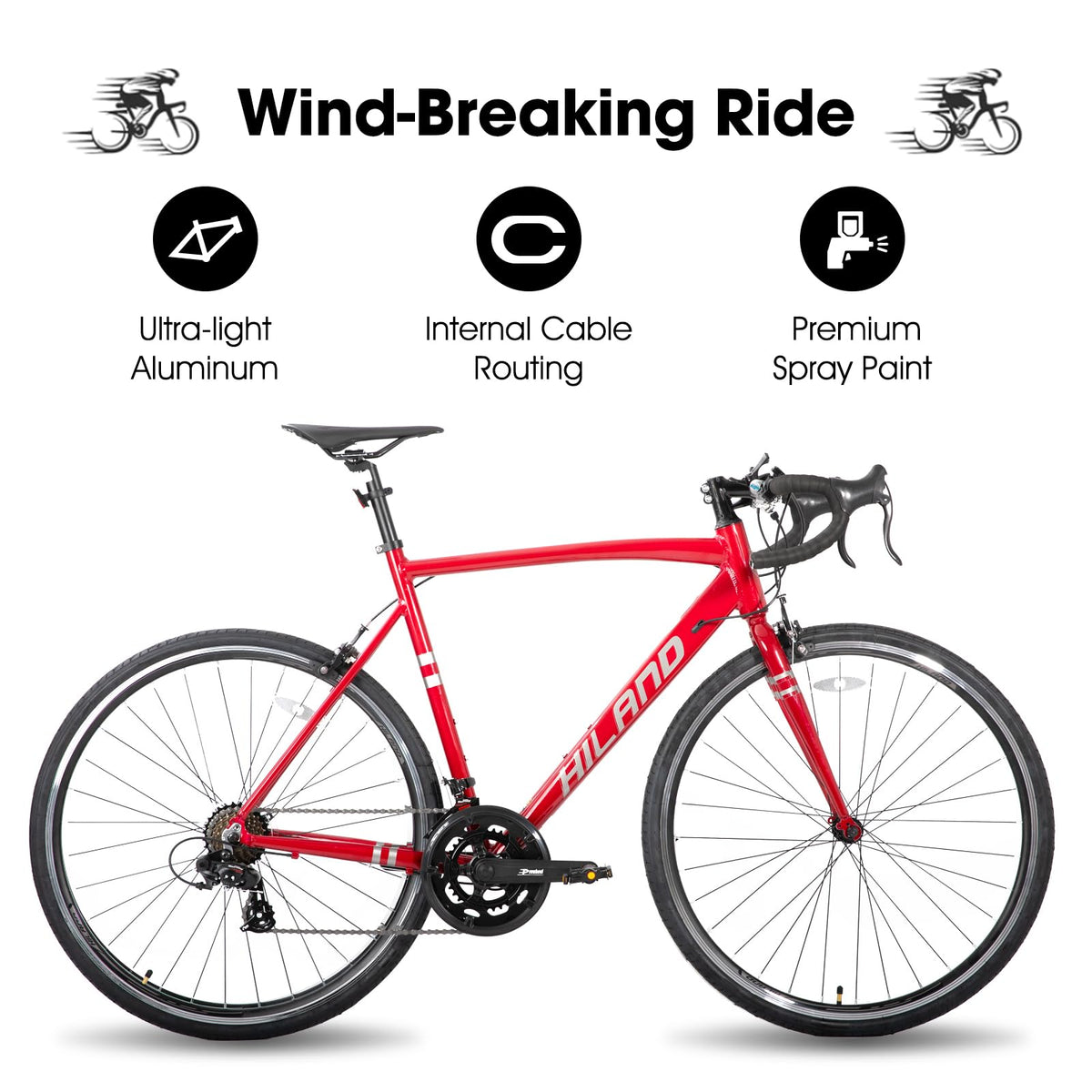 HH HILAND 700c Road Bike 14 Speed, Aluminum Frame Racing Bike, City Commuter Bicycle for Men Women