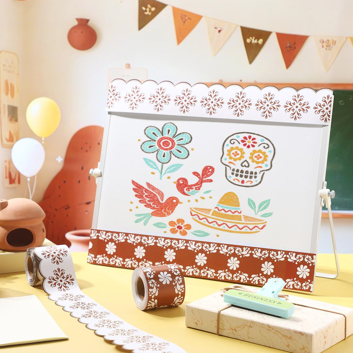 Trandraft 2 Rolls 65.6ft Mexican Bulletin Board Borders Cielito Lindo Bulletin Border Classroom Decorations Back to School Trim Borders for School Fiesta Office Cielito Lindo Party Decoration