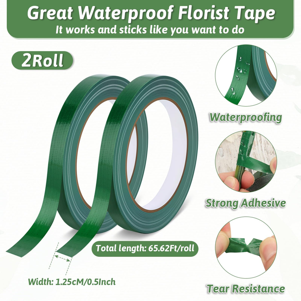 MAPVOLUT 6 Pack Green Floral Foam Blocks (9.1"x4.1"x2.8") + 2 Rolls Waterproof Floral Tape | Wet & Dry Flower Arrangement Foam for Fresh/Silk Flowers, DIY Crafts, Weddings, Centerpieces