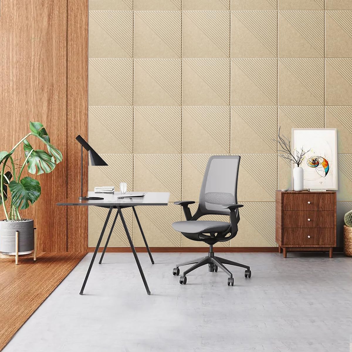 Large Cork Board for Walls 48"x 36", 12 Pack Felt Wall Tiles with Safe Removable Adhesive Tabs, Cork Board for Office,Pinboard Bulletin Board - Tan