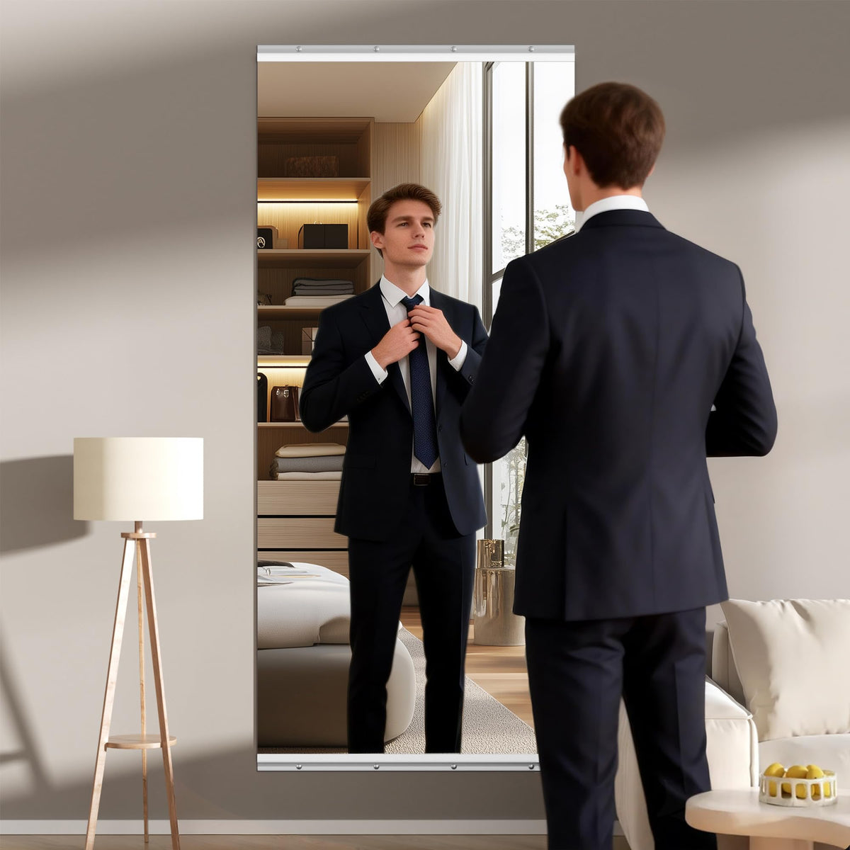 WINNICE 79"x36" Home Gym Mirror with 4MM Tempered Glass - Large Full Body Wall Mirror for Workout & Yoga, Frameless, Shatterproof - Easy Wall Mount Installation Kit Included