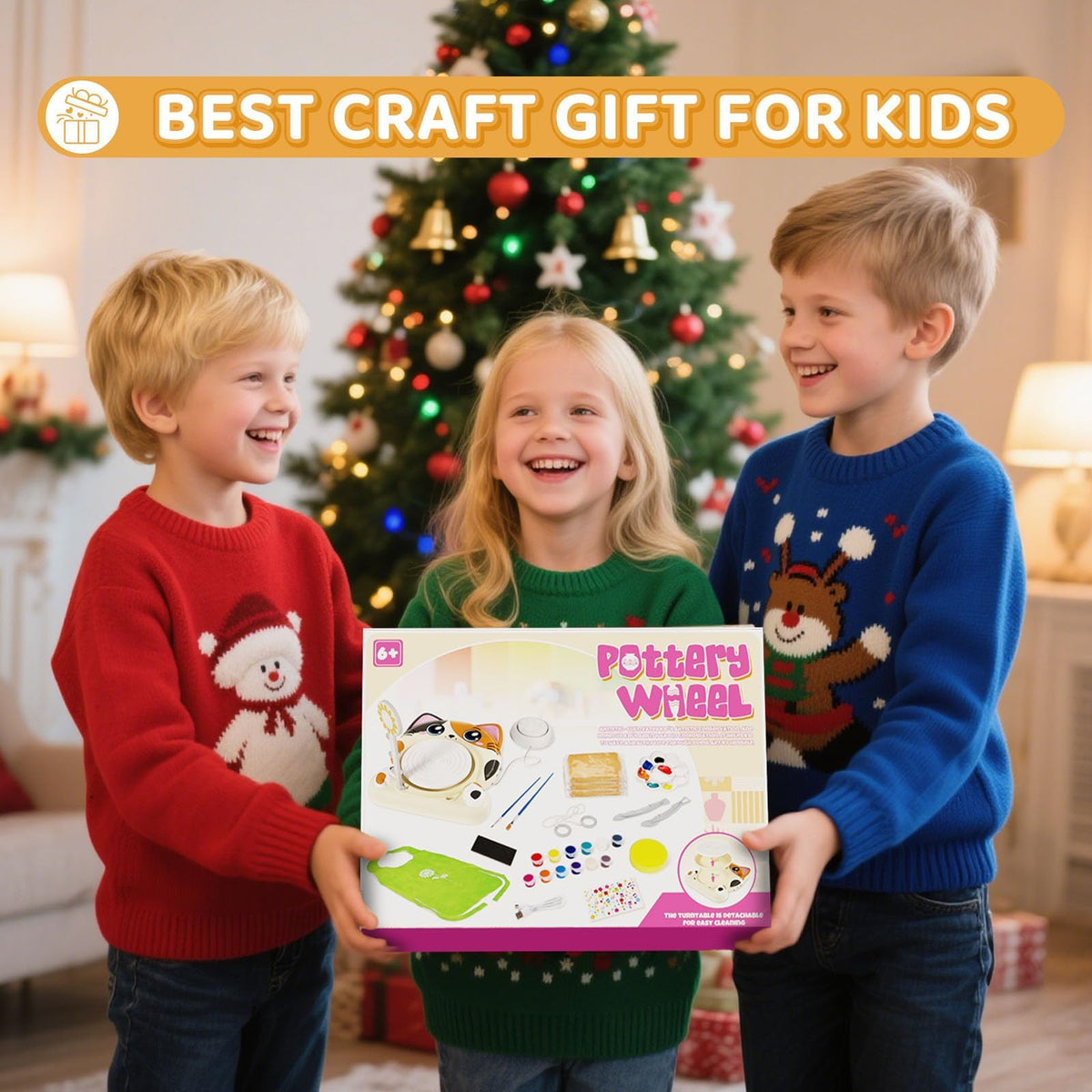 Insnug Pottery Wheel for Kids - Pottery Arts and Crafts for Kids Ages 8-12 with 3 Pack Painting Kit Air Dry Clay Art Supplies Toys for Girls Boy Christmas Birthday Gift for 6+