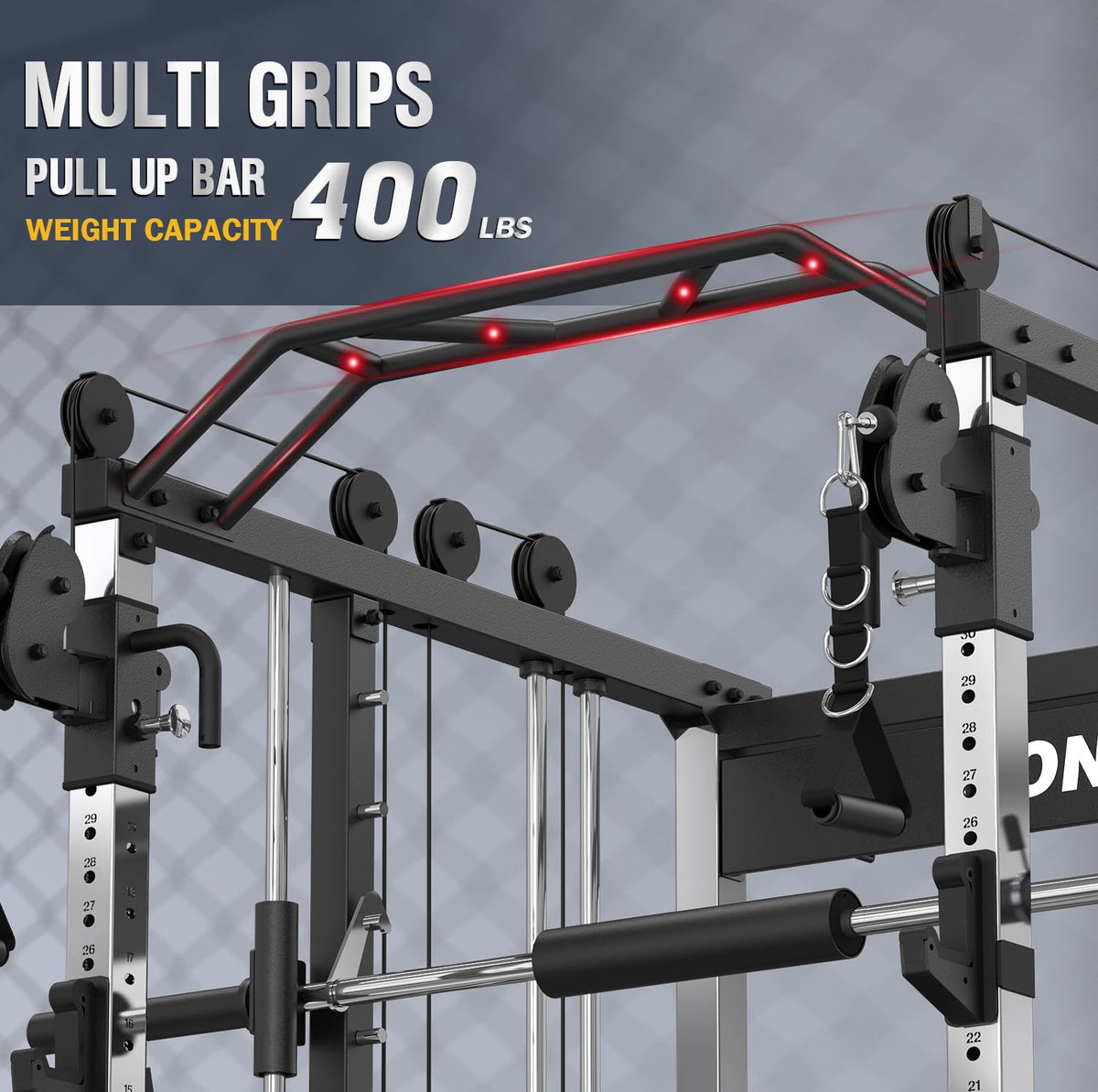DONOW Smith Machine with Weight Stacks, Heavy Duty Home Gym System Power Cage Cable Crossover Machine Multi-Functional Trainer Ratio 1:1