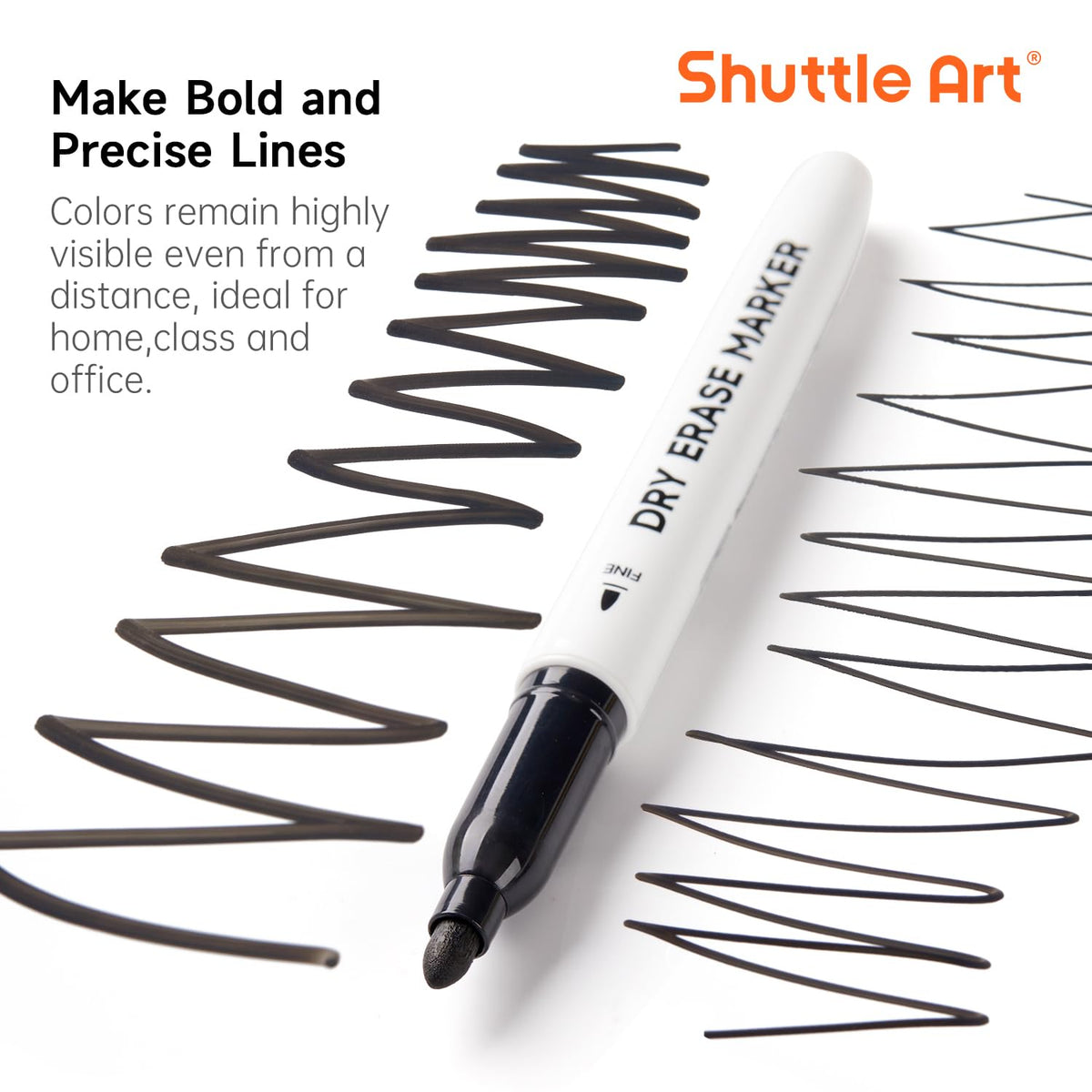 Shuttle Art Dry Erase Markers, 25 Pack Black Magnetic Whiteboard Markers with Erase, Fine Point Dry Erase Markers Perfect for Writing on Dry-Erase Whiteboards Mirrors Glasses for School Office Home