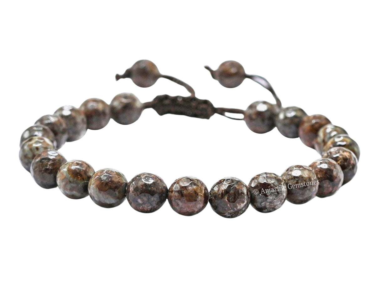Amazing Gemstone Brown Snowflake Obsidian Bracelet for Women - Chakra Mens Bracelet Protection Crystals and Healing Stones - Blessing Bracelet Spiritual Meditation Gift Christmas