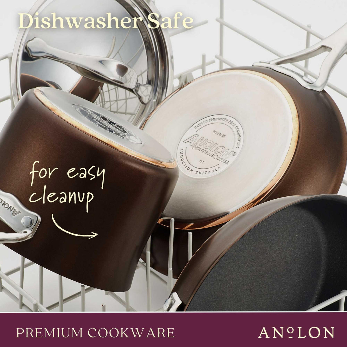 Anolon 83852 Nouvelle Copper Hard Anodized Nonstick Cookware Set / Pots and Pans Set - 11 Piece, Brown