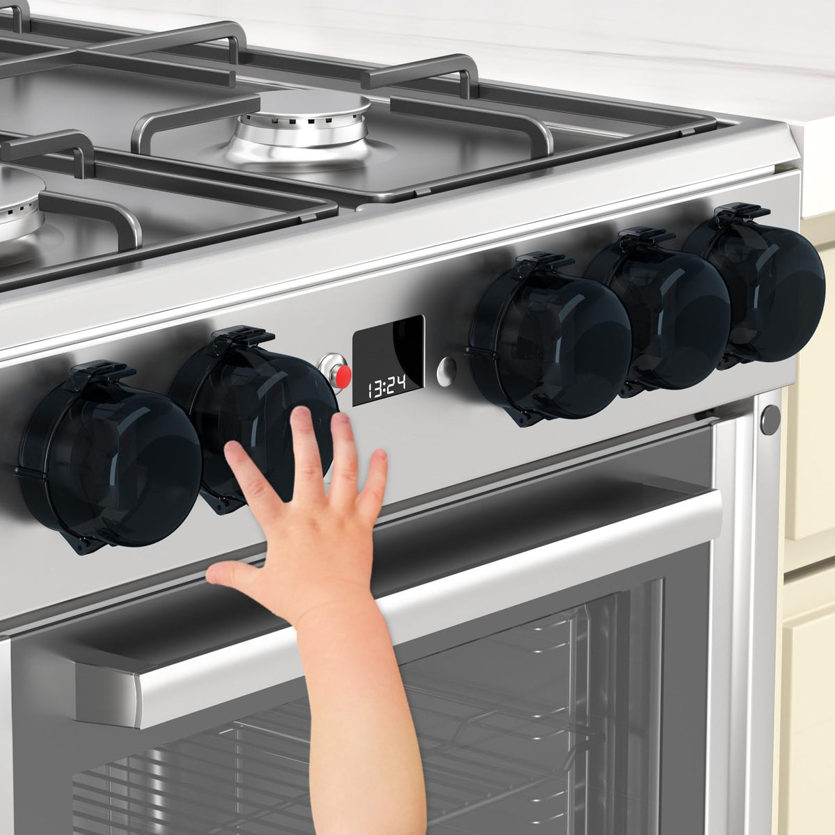 Stove Knob Covers for Child Safety,AOSITE Upgraded Gas Knob Covers for Kids Stove Guard with Strong Adhesive, 5 Pack Durable Design Childproof Oven Knob Locks for Babies and Pets,No Screws or Drill