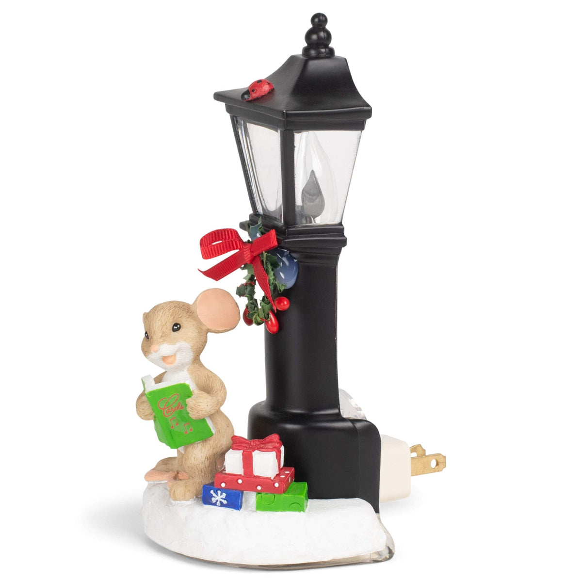 Roman 133497 Mouse Lamp Post Night Light Charming Tails, 7 inch, Multicolor