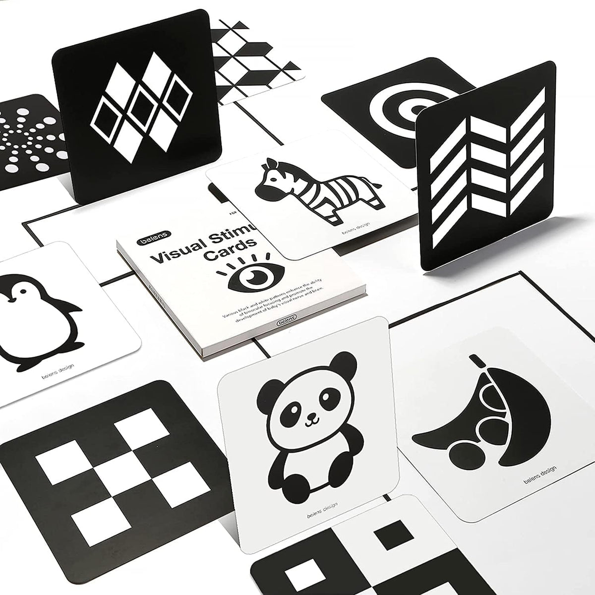 beiens High Contrast Baby Flashcards, Black White Color Newborn Brain Development Toys, Visual Stimulation Learning Activity Cards, Educational Infants Gift (Black & White(for 0-3 Months))