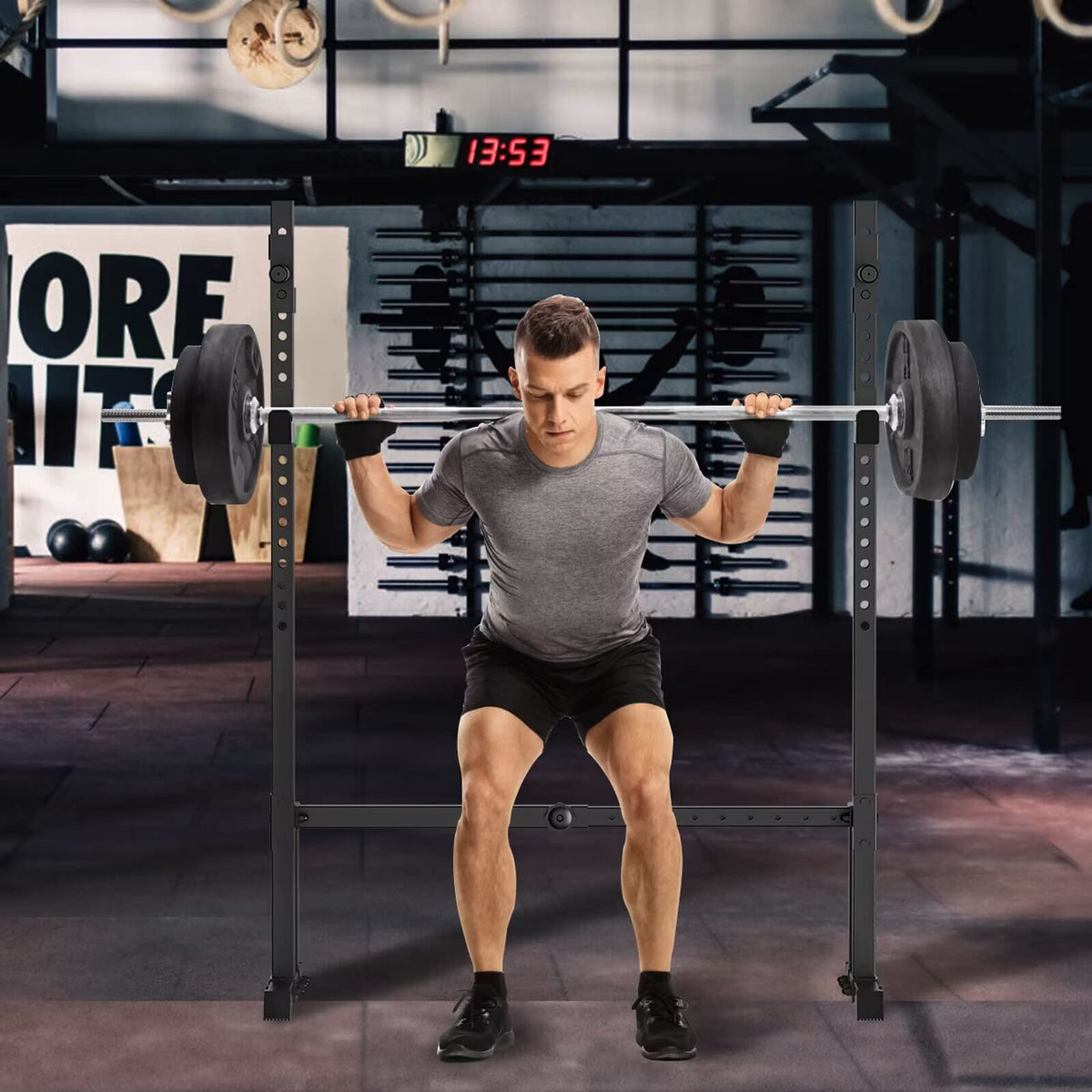 Uboway Barbell Rack Squat Stand Adjustable Bench Press Rack 700LBS Max Load Multi-Function Weight Lifting Home Gym Fitness