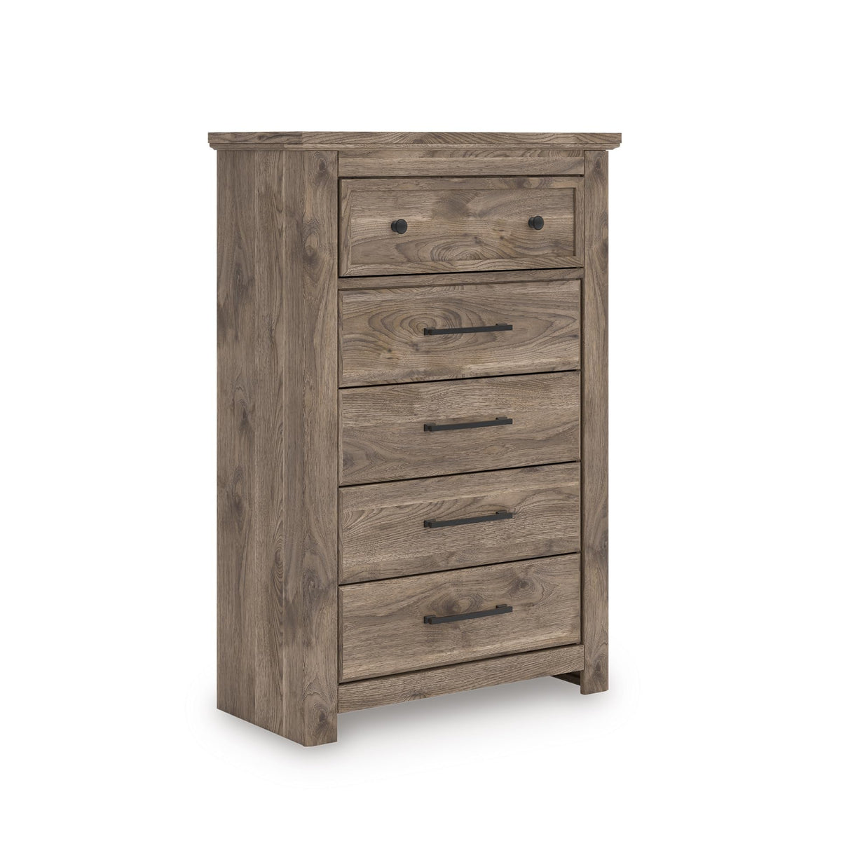 Signature Design by Ashley Stanziford Casual 5-Drawer Chest with Wood Finish, Dark Brown