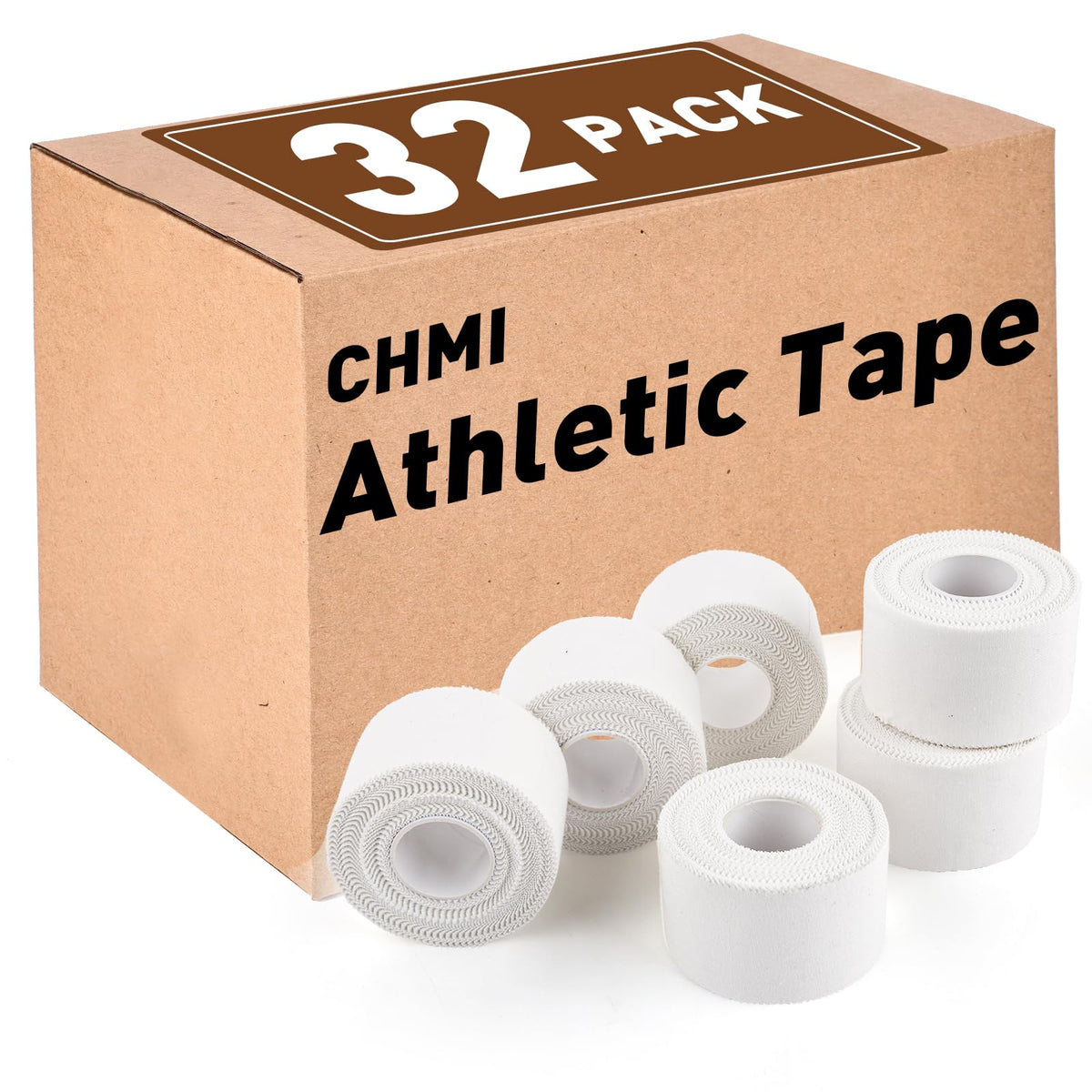 CHMI Athletic Tape,White Sports Tape (32 Pack), 320 Yards Rolls Very Strong Easy Tear NO Sticky Residue Best Tape for Gymnastics Climbing Bat Injuries Medical (1.5 Inch X 320 Yards).