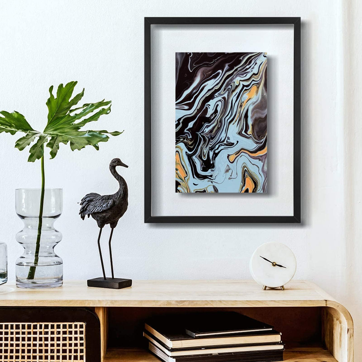 ONE WALL 18x24 Inch Floating Frame, Black Wood Double Glass Float Picture Frame Display 11x14/11x17/12x18/13x19/16x20 Photos Plant or Petal Specimens for Wall Hanging - Mounting Kit Included