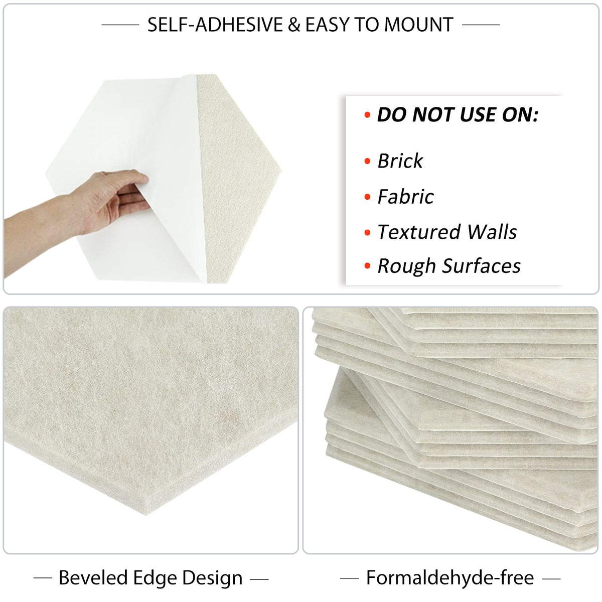 BXI Large Hexagon Felt Bulletin Board - 14.2 X 12.3 X 0.4 Inches 6 Pcs Self-Adhesive Poster Cork Board 30 Push Pins, Pin Tiles Display Vision Board, Photo Picture Panels for Home Office Classroom