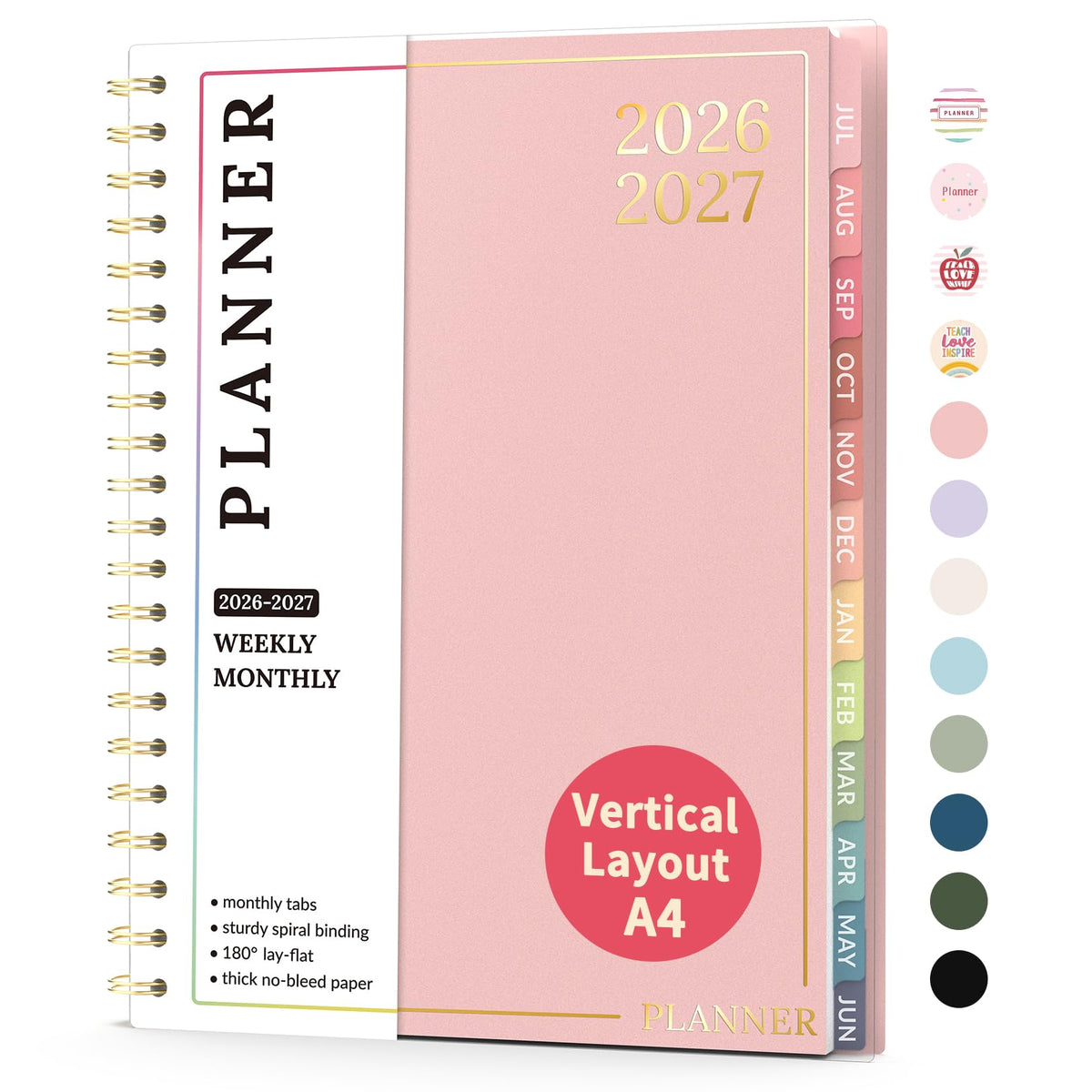 Teacher Planner 2026-2027, Forvencer Academic Planner 2026-2027, Jul 2026 - Jun 2027, 8.5"x11", Weekly & Monthly Planning Book with 7 Periods, School Agenda for Teacher Student Homeschool, A4, Pink