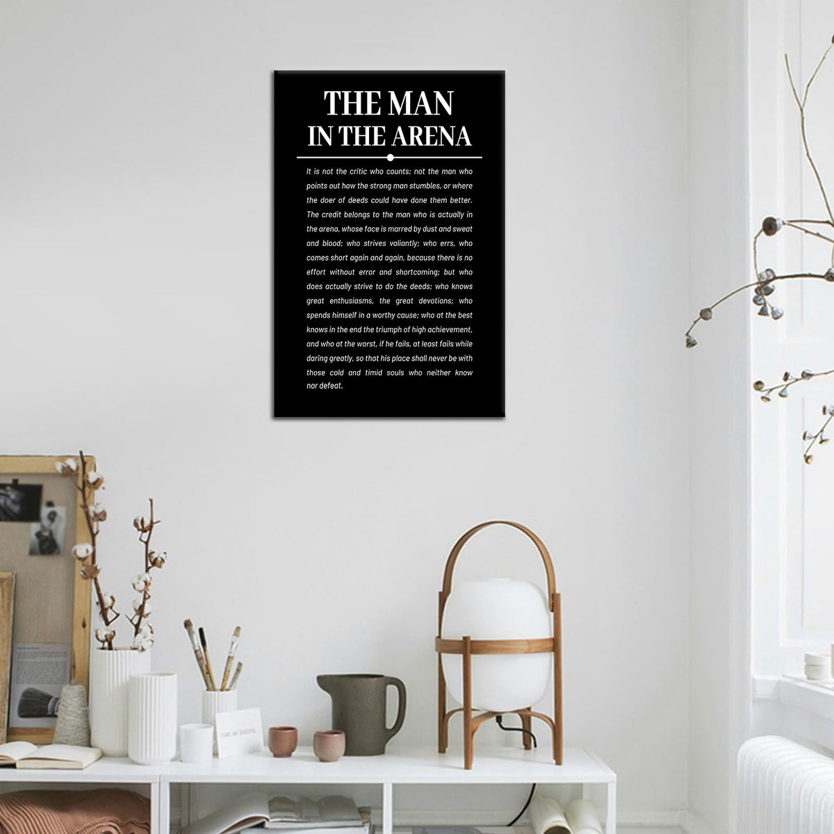 The Man in the Arena Inspirational Canvas Wall Art Motivational Entrepreneur Quotes Poster Print Positive Picture Artwork for Bedroom Office Wall Decor Ready to Hang [12''Wx18''H]