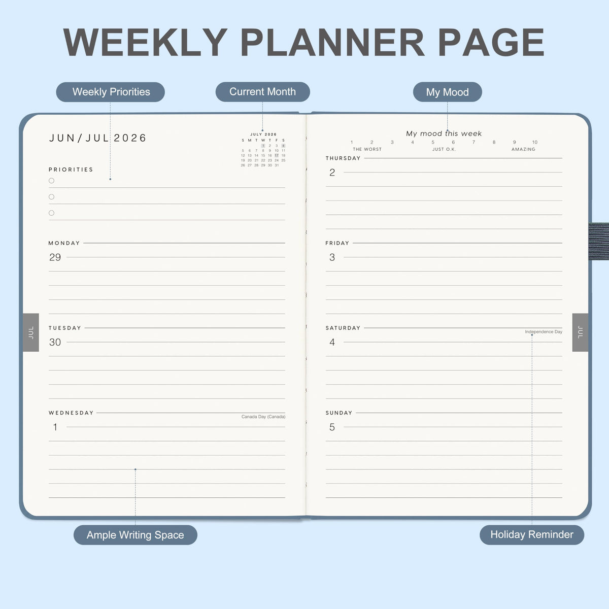 And Per Se Academic Planner 2026-2027 – Weekly & Monthly Planner, July 2026 to June 2027, A5 Leather Hardcover with Inner Pocket – Student & Teacher Organizer, 5.7" x 8"(Dark Blue)