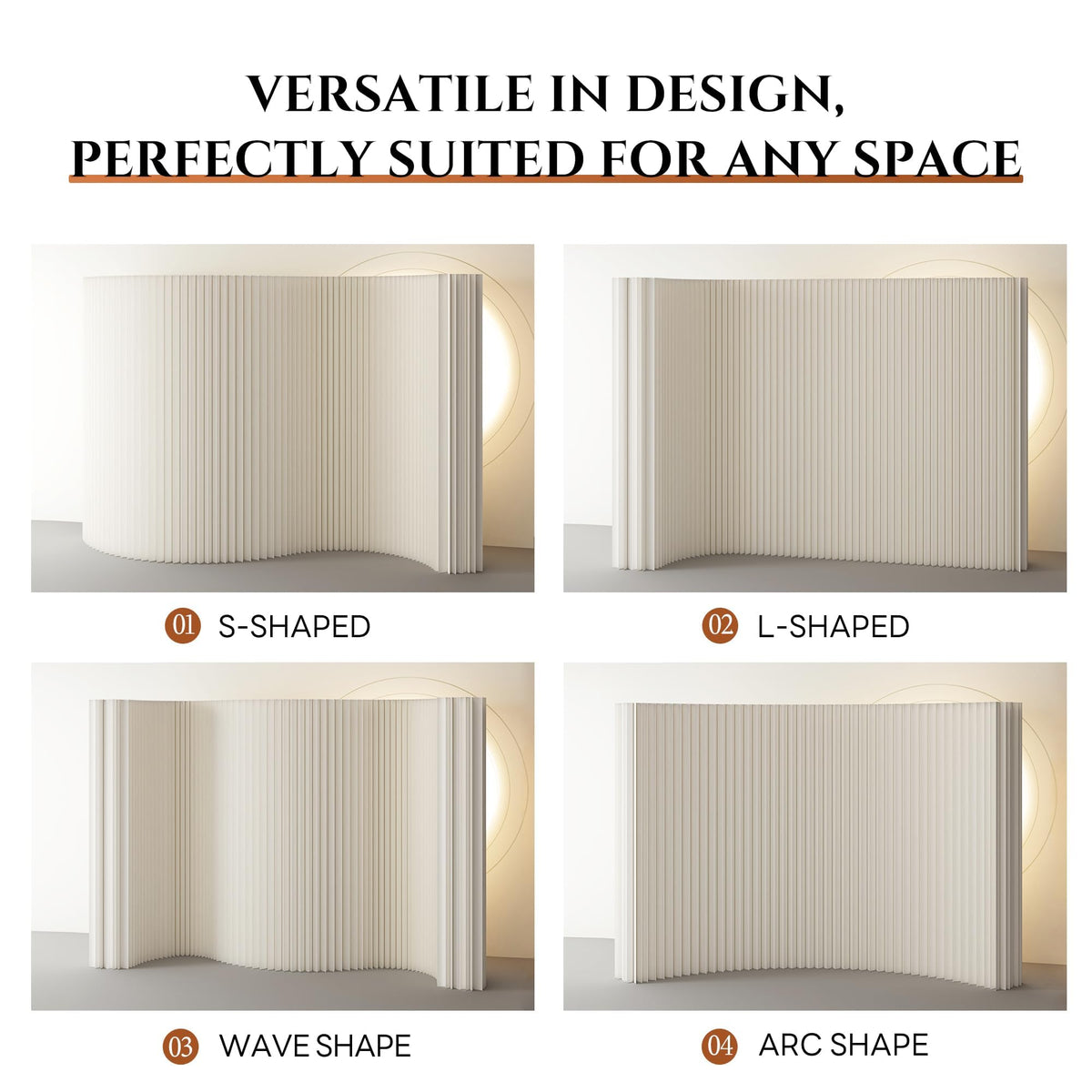 Paper Room Divider, Folding Privacy Screen Lightweight Stretchable Accordion Room Divider Wall, Portable Paper Wall Divide for Home, Office, Clothing Shop (White, L：158in x W: 17in x H：95in)