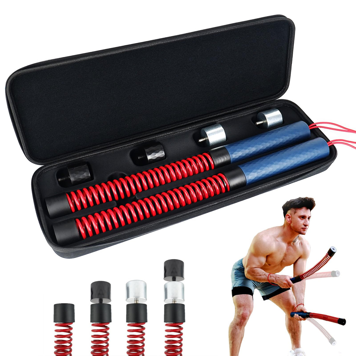 KINEOZ Upgraded Ropeless Battle Ropes for Home Gym, Four Adjustable Weight Levels, Weighted Workout Ropes for HIIT, Cardio and Strength Training Fitness Equipment