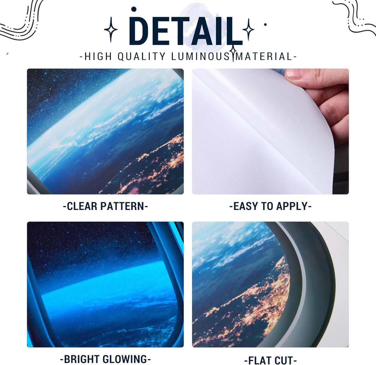 Quanhaigou Glow in The Dark 3D Space Wall Decals, Set of 3 Galaxy Window Stickers for Wall,Planet Themed Room Decor for Kids Boys